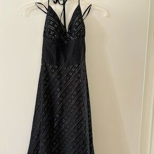 White House Black Market Black Lace Spaghetti Strap Knee Length Summer Dress